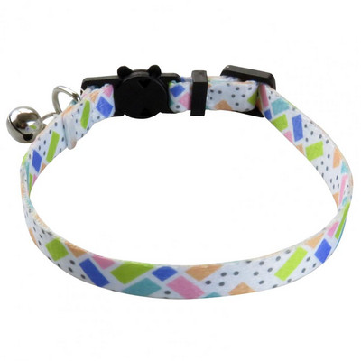Kaķa kaklasiksna ar regulējamu metāla zvaniņu garuma lolojumdzīvnieka kakla aplis ģeometriskā apdruka, noņemama sprādze Kaķa kakla siksniņa mājdzīvnieku aksesuāri