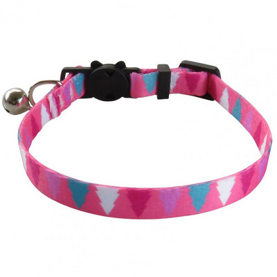 Kaķa kaklasiksna ar regulējamu metāla zvaniņu garuma lolojumdzīvnieka kakla aplis ģeometriskā apdruka, noņemama sprādze Kaķa kakla siksniņa mājdzīvnieku aksesuāri