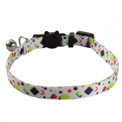 Kaķa kaklasiksna ar regulējamu metāla zvaniņu garuma lolojumdzīvnieka kakla aplis ģeometriskā apdruka, noņemama sprādze Kaķa kakla siksniņa mājdzīvnieku aksesuāri