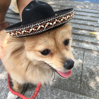 Mini Pet Dog Sun Hat Beach Party Straw Hat Dog Mexican Style Hat for Dogs and Cats Fun Straw Sombrero Hat Cosplay Chrismas Decor