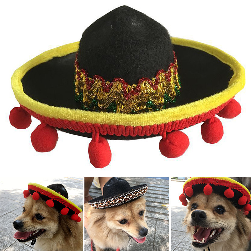 Mini Pet Dog Sun Hat Beach Party Straw Hat Dog Καπέλο μεξικάνικο στυλ για σκύλους και γάτες Διασκεδαστικό ψάθινο καπέλο Sombrero Cosplay Χριστουγεννιάτικη διακόσμηση