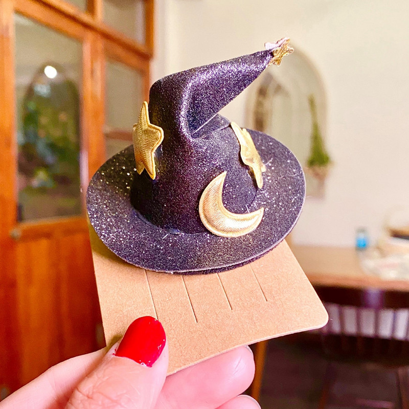 4Gb Bērnu raganas cepures matu sprādzes Mini Helovīna matu sprādzes Matu sprādzes ballītes festivāla galvassegas Halovīni Barrette matu aksesuārs