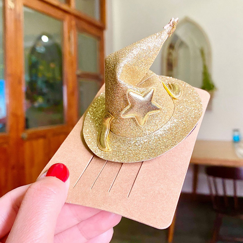 4Gb Bērnu raganas cepures matu sprādzes Mini Helovīna matu sprādzes Matu sprādzes ballītes festivāla galvassegas Halovīni Barrette matu aksesuārs