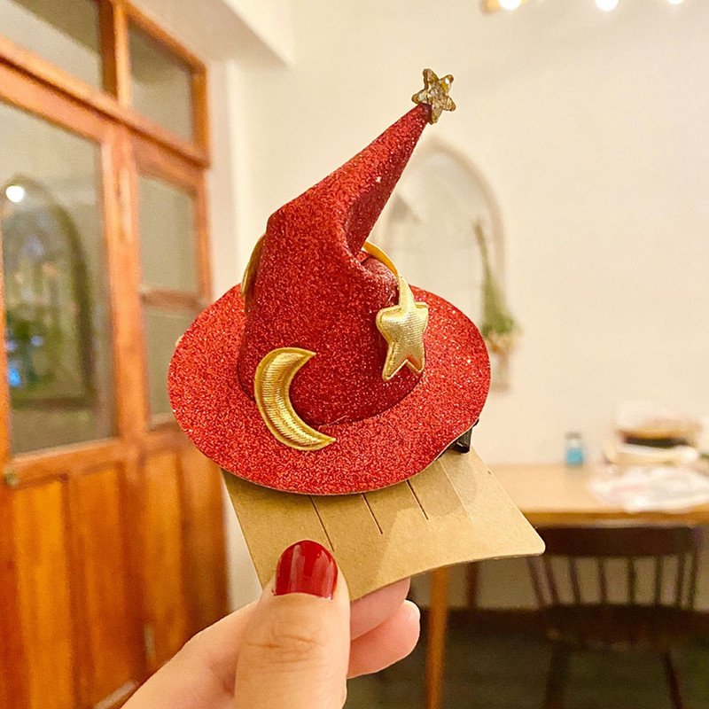 4Gb Bērnu raganas cepures matu sprādzes Mini Helovīna matu sprādzes Matu sprādzes ballītes festivāla galvassegas Halovīni Barrette matu aksesuārs