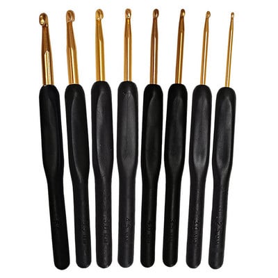 Ace de tricotat Set croșete gri Set cap din aliaj de aluminiu practic 2mm-6.0mm Accesorii de cusut pentru pulover de mână DIY 8 buc.