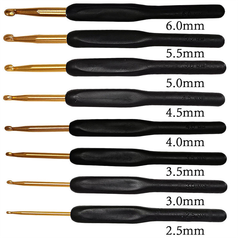 Adāmadatas Pelēkas Tamboradatas Komplekts Alumīnija sakausējuma galva Praktiska 2mm-6.0mm DIY Rokas džempera šūšanas piederumi 8gab.