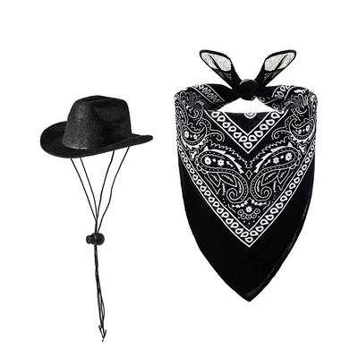 Mājdzīvnieku kovboju kostīmu cepure un bandana Smieklīgs suns kaķis Rietumu kovboju cepures Mājdzīvnieku Helovīna dzimšanas dienas ballītes Cosplay kopšanas aksesuāri