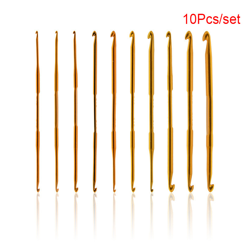 10 gab. Weave Amatniecības džemperis Adāmas metāla rokturi Amatniecības adatas Alumīnija oksīda dubultā gala tamboradata (2mm-10mm)