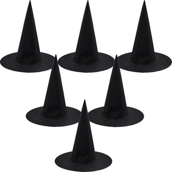 5 бр. Унисекс Хелоуин шапка на вещица за възрастни, деца Хелоуин парти консумативи Косплей костюми Реквизит Декорации Черни шапки на магьосника
