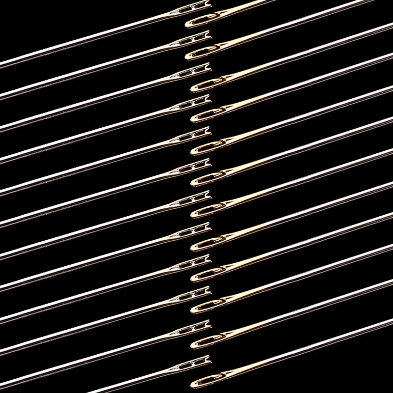 12 gab. Aklā adata Vecāka gadagājuma cilvēkiem, adatas puses caurums, roku šūšana, nerūsējošā tērauda šūšana bezadatas vītņošanai apģērbu šūšanas rīki