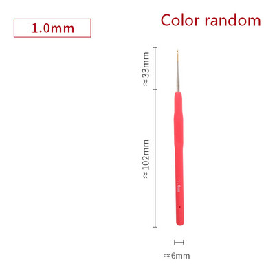 1PC 0,5-2,8 mm гумена дръжка куки за плетене на една кука метални игли за плетене прежди за плетене на една кука куки DIY инструменти за занаяти произволен цвят