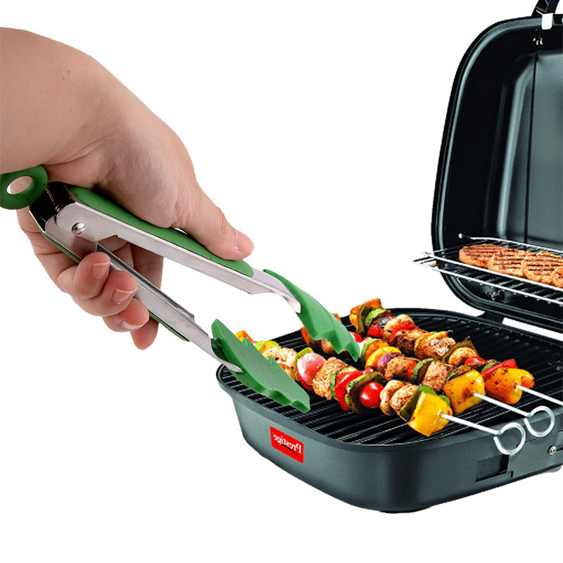 Коледна елха Силиконова глава Щипки за барбекю Кухня Скоба за храна Стек Домакински съдове за готвене Дръжка от неръждаема стомана Клипса за торта