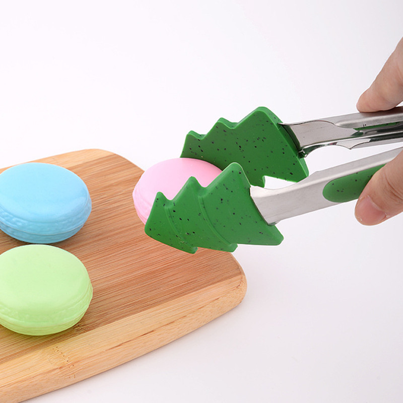 Коледна елха Силиконова глава Щипки за барбекю Кухня Скоба за храна Стек Домакински съдове за готвене Дръжка от неръждаема стомана Клипса за торта