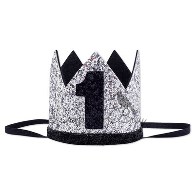 Mirdzoši matu aksesuāri Kronītis Zēnu Meiteņu Sequin Crown Galvassega Daudzkrāsaina Mazuļu Matu Lente One 1. dzimšanas dienas ballītes galvassegas