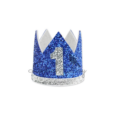 Mirdzoši matu aksesuāri Kronītis Zēnu Meiteņu Sequin Crown Galvassega Daudzkrāsaina Mazuļu Matu Lente One 1. dzimšanas dienas ballītes galvassegas