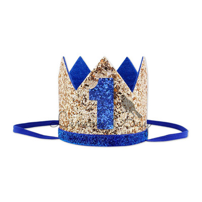 Mirdzoši matu aksesuāri Kronītis Zēnu Meiteņu Sequin Crown Galvassega Daudzkrāsaina Mazuļu Matu Lente One 1. dzimšanas dienas ballītes galvassegas