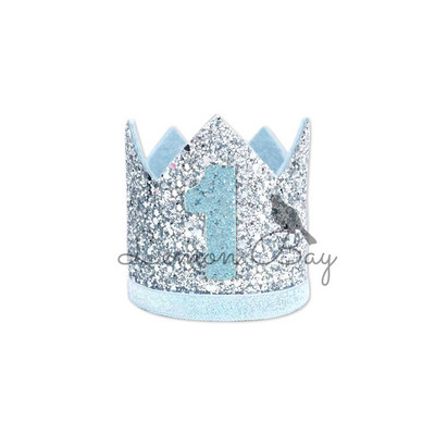 Mirdzoši matu aksesuāri Kronītis Zēnu Meiteņu Sequin Crown Galvassega Daudzkrāsaina Mazuļu Matu Lente One 1. dzimšanas dienas ballītes galvassegas