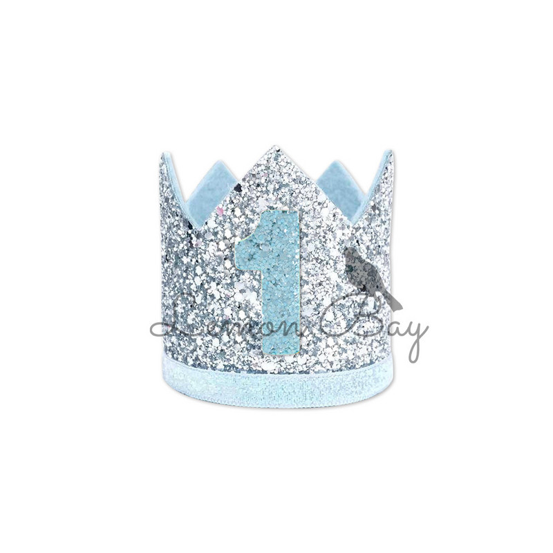 Mirdzoši matu aksesuāri Kronītis Zēnu Meiteņu Sequin Crown Galvassega Daudzkrāsaina Mazuļu Matu Lente One 1. dzimšanas dienas ballītes galvassegas