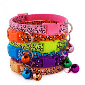 Aranyos macska nyakörv színes leopárdmintás kölyök macska nyakörv Kisállat nyakörv Divat leopárdfej mintás kisállat nyakörv kellékek cicák