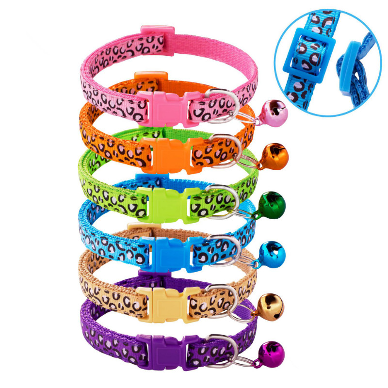 Aranyos macska nyakörv színes leopárdmintás kölyök macska nyakörv Kisállat nyakörv Divat leopárdfej mintás kisállat nyakörv kellékek cicák