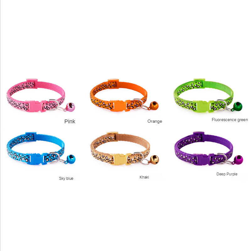 Aranyos macska nyakörv színes leopárdmintás kölyök macska nyakörv Kisállat nyakörv Divat leopárdfej mintás kisállat nyakörv kellékek cicák