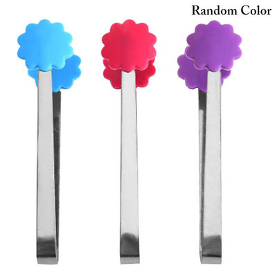 1Gb izlases krāsas nerūsējošā tērauda virtuves knaibles Mazas, mīļas pārtikas knaibles Neslīdošas silikona uzgaļa knaibles Mazas virtuves knaibles