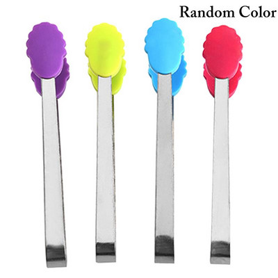 1Gb izlases krāsas nerūsējošā tērauda virtuves knaibles Mazas, mīļas pārtikas knaibles Neslīdošas silikona uzgaļa knaibles Mazas virtuves knaibles