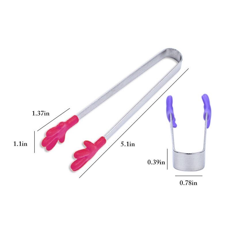 1Gb Pārnēsājamas knaibles Creative silikona klipsis, neslīdošs nerūsējošā tērauda mini pārtikas ledus kvadrātveida cukurs BBQ klips Virtuves instrumenti knaibles