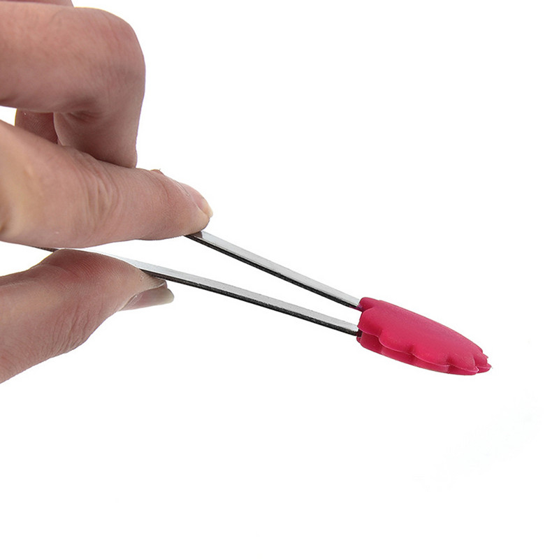 1Gb Pārnēsājamas knaibles Creative silikona klipsis, neslīdošs nerūsējošā tērauda mini pārtikas ledus kvadrātveida cukurs BBQ klips Virtuves instrumenti knaibles