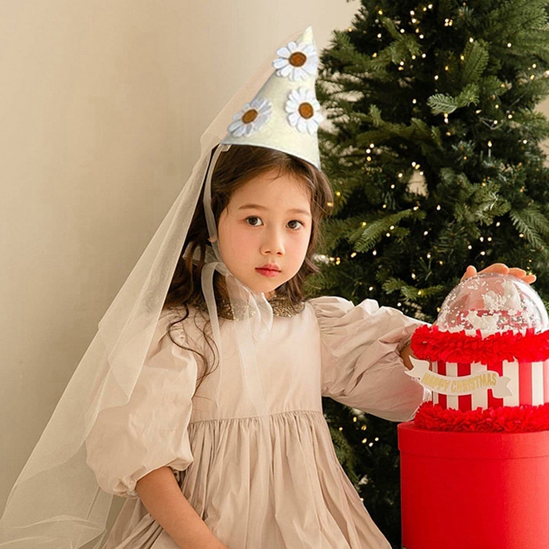 Korejas dzimšanas dienas svinību piederumi Cepure Ins Margrietiņas galvas saite Dekorācija Pirmās dzimšanas dienas ballītes kroņa cepures meiteņu foto rekvizīti