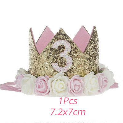 WEIGAO 1/2/3 Daudz laimes dzimšanas dienas ballītes cepures dekors Vienas dzimšanas dienas cepures princeses kroņa dzimšanas dienas galvas saite 1. 2. 3. gadu vecs dekors