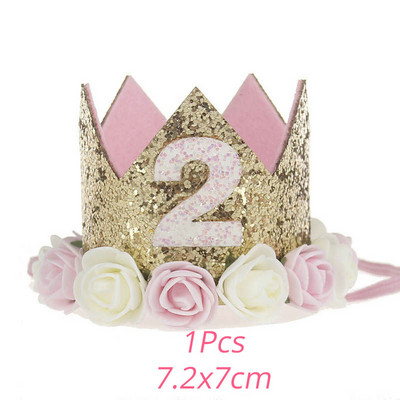 WEIGAO 1/2/3 Daudz laimes dzimšanas dienas ballītes cepures dekors Vienas dzimšanas dienas cepures princeses kroņa dzimšanas dienas galvas saite 1. 2. 3. gadu vecs dekors