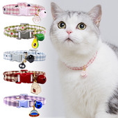 Macskanyakörv Aranyos csengő rajzfilm nyaklánc állítható nyakörv Avokádó medál Kockás macskanyakörv Macska kiskutya kisállat macska kiegészítők