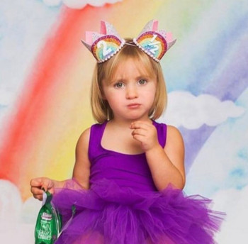0-9 Rainbow Birthday Crown Парти шапки Момче Момиче Деца Една година Princess Crown лента за глава Baby Shower 1st Birthday Decor Party Supply
