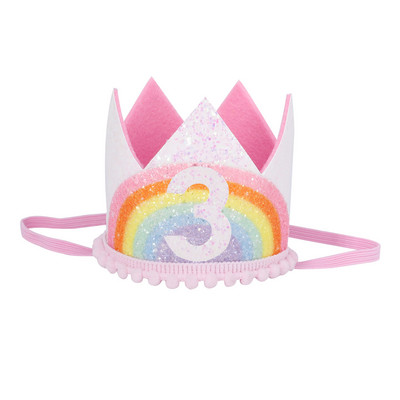 0-9 Varavīksnes dzimšanas dienas kroņa ballītes cepures zēnam meitenei bērniem viena gada princeses kroņa galvas saite Bērnu duša 1. dzimšanas dienas dekorācijas ballītei