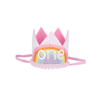 0-9 Varavīksnes dzimšanas dienas kroņa ballītes cepures zēnam meitenei bērniem viena gada princeses kroņa galvas saite Bērnu duša 1. dzimšanas dienas dekorācijas ballītei
