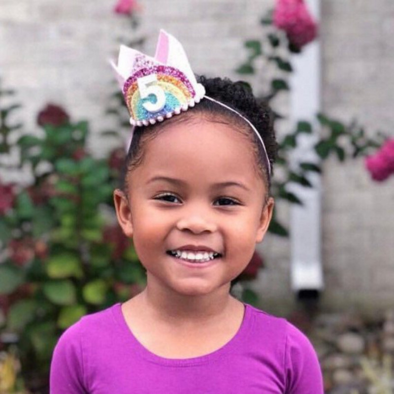 0-9 Varavīksnes dzimšanas dienas kroņa ballītes cepures zēnam meitenei bērniem viena gada princeses kroņa galvas saite Bērnu duša 1. dzimšanas dienas dekorācijas ballītei