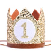 Baby Shower Gold Party Crown Pirmā bērnu dzimšanas dienas cepure 3 gadus veca dzimšanas dienas galvassegu dekorēšana fotorekvizīti