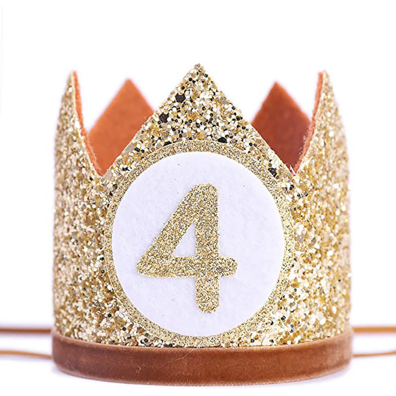 Baby Shower Gold Party Crown Pirmā bērnu dzimšanas dienas cepure 3 gadus veca dzimšanas dienas galvassegu dekorēšana fotorekvizīti