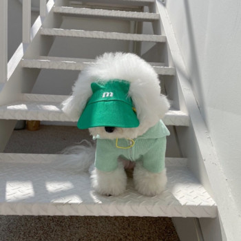 Fashion INS Κεντημένα τρίχρωμα καπέλα για σκύλους ηλίου γείσο Καπέλο σκύλου κατοικίδιων ζώων Ελαστική πόρπη για μύτη χοίρου Ρυθμιζόμενα καπέλα Αξεσουάρ για κουτάβι