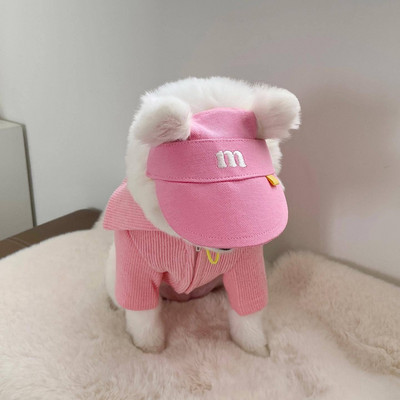 Divat INS Hímzett háromszínű Sun Dogs Kalapok Visor Kalap Kutya Kisállat Elasztikus Malac orr Csat Állítható Kalapok Kölyök Kiegészítők