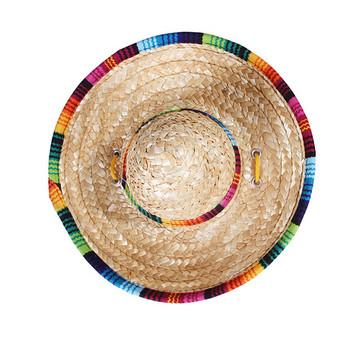 Χαριτωμένο καπέλο κατοικίδιων εξωτερικών χώρων για σκύλο ψάθινο καπέλο μεξικάνικου στυλ Καπέλο παραλίας για μικρούς μεσαίους σκύλους Γάτες Chihuahua Αξεσουάρ για κατοικίδια