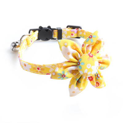Floral Animal de companie Guler pentru pisici Accesorii pentru câini Colier cu clopoțel Chaturi Arc Bandana Colier floarea-soarelui Rechizite pentru capre Breakaway Charm