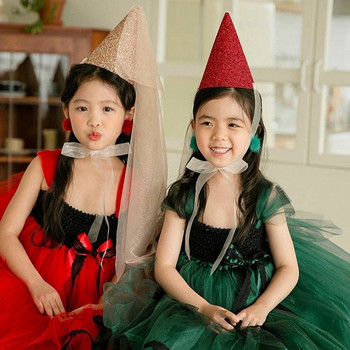 Bling Bling Шапка за рожден ден INS Бебешка шапка за парти Шапки за рожден ден на принцеса в корейски стил Блестящи шапки Парти шапка за деца Подпори за снимки
