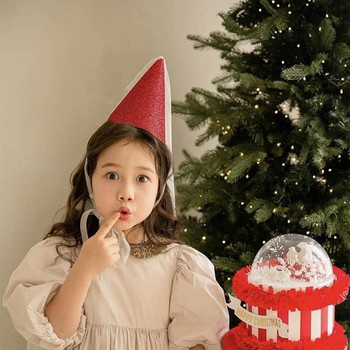 Bling Bling Шапка за рожден ден INS Бебешка шапка за парти Шапки за рожден ден на принцеса в корейски стил Блестящи шапки Парти шапка за деца Подпори за снимки