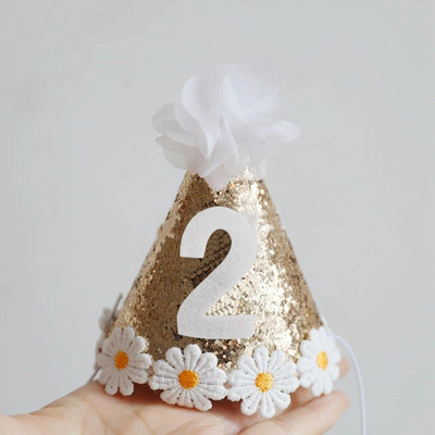 Bling Bling Születésnapi Kalap INS Babaparti kalap koreai stílusú hercegnős születésnapi kalapok Fényes fejfedős party sapka gyerekeknek fotó kellékek