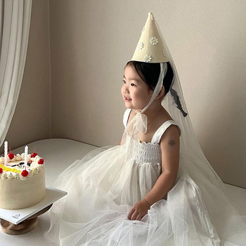 Момиче, сладка шапка за парти за рожден ден, консумативи за декорация на парти за рожден ден, бяла корона, филцова плат, парти шапка за парти, бебешки реквизит за снимки 모자