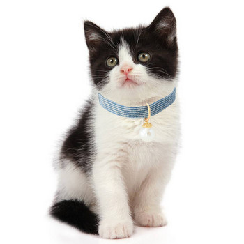 Перлена котешка нашийник Breakaway с папийонка и перлена висулка Безопасна нашийник за коте Лек, мек, издръжлив за домашни любимци и малки кучета
