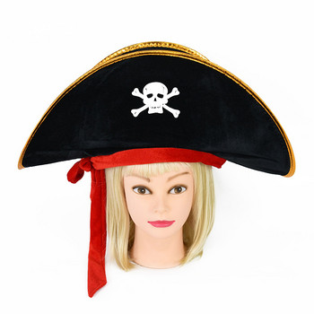 Пиратска шапка с принт на череп за Хелоуин Възрастни деца Косплей костюм Шапка за Хелоуин Маскарад Парти Сувенири Корсар Капачка Консумативи