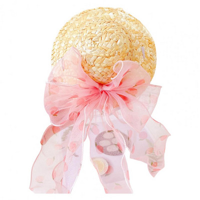 Macskakalap Macska szalmakalap kisállat fejfedő műgyöngy dizájn színes szalag, allergiamentes, bőrbarát kopásálló dekoratív könnyedségek